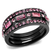 TK2844 - IP Light Black  (IP Gun) Stainless Steel Ring with Top Grade Crystal  in Multi Color-0
