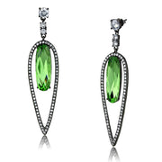 TK2846 - IP Light Black  (IP Gun) Stainless Steel Earrings with Top Grade Crystal  in Peridot-0