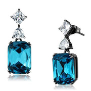 TK2848 - IP Light Black  (IP Gun) Stainless Steel Earrings with Top Grade Crystal  in Blue Zircon-0