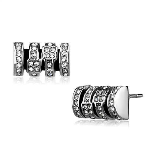 TK2849 - High polished (no plating) Stainless Steel Earrings with Top Grade Crystal  in Clear-0