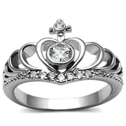 TK2870 - High polished (no plating) Stainless Steel Ring with AAA Grade CZ  in Clear-0