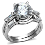 TK2878 - High polished (no plating) Stainless Steel Ring with AAA Grade CZ  in Clear-0