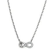 TK2885 - High polished (no plating) Stainless Steel Necklace with AAA Grade CZ  in Clear-0