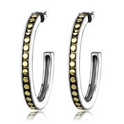 TK2891 - Two-Tone IP Gold (Ion Plating) Stainless Steel Earrings with Epoxy  in Jet-0