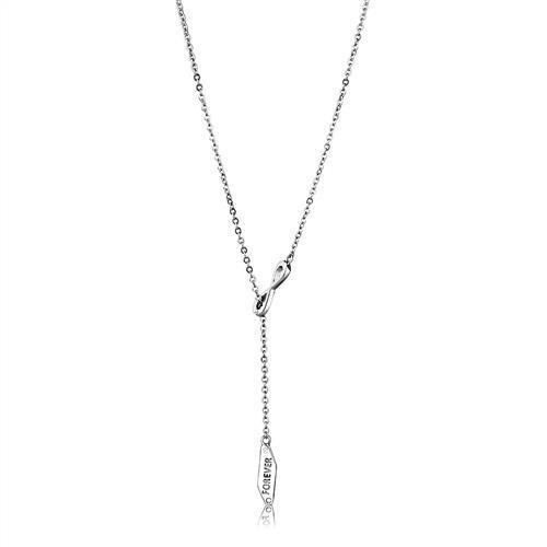 TK2894 - High polished (no plating) Stainless Steel Necklace with Top Grade Crystal  in Clear-0