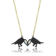 TK2895 - IP Gold+ IP Black (Ion Plating) Stainless Steel Necklace with Semi-Precious Opal in Aurora Borealis (Rainbow Effect)-0
