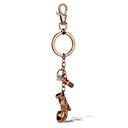 TK2896 - Two Tone IP Light Brown (IP Light coffee) Stainless Steel Key Ring with AAA Grade CZ  in Clear-0