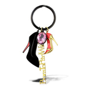 TK2913 - IP Gold+ IP Black (Ion Plating) Stainless Steel Key Ring with AAA Grade CZ  in Rose-0