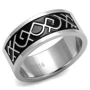 TK2921 - High polished (no plating) Stainless Steel Ring with Epoxy  in Jet-0