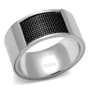 TK2923 - High polished (no plating) Stainless Steel Ring with Epoxy  in Jet-0