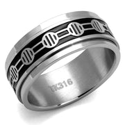 TK2924 - High polished (no plating) Stainless Steel Ring with Epoxy  in Jet-0