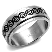 TK2930 - High polished (no plating) Stainless Steel Ring with Epoxy  in Jet-0