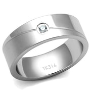 TK2937 - High polished (no plating) Stainless Steel Ring with AAA Grade CZ  in Clear-0