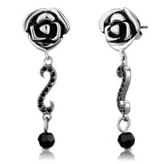 TK2951 - High polished (no plating) Stainless Steel Earrings with Top Grade Crystal  in Jet-0