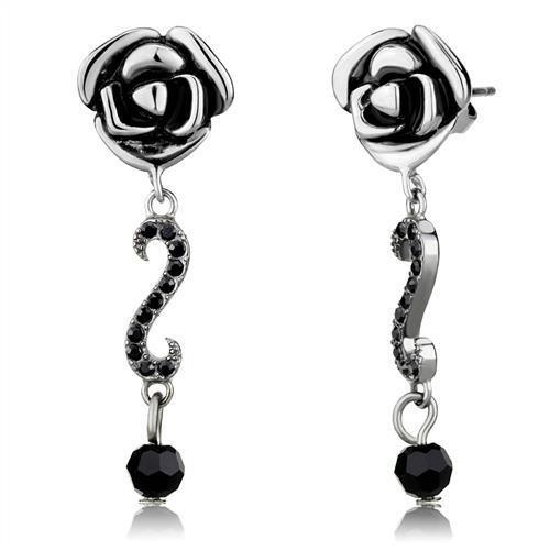 TK2951 - High polished (no plating) Stainless Steel Earrings with Top Grade Crystal  in Jet-0