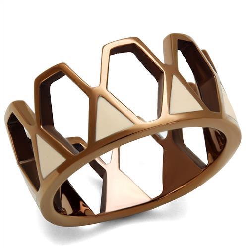 TK2968 - IP Coffee light Stainless Steel Ring with Epoxy  in Champagne-0