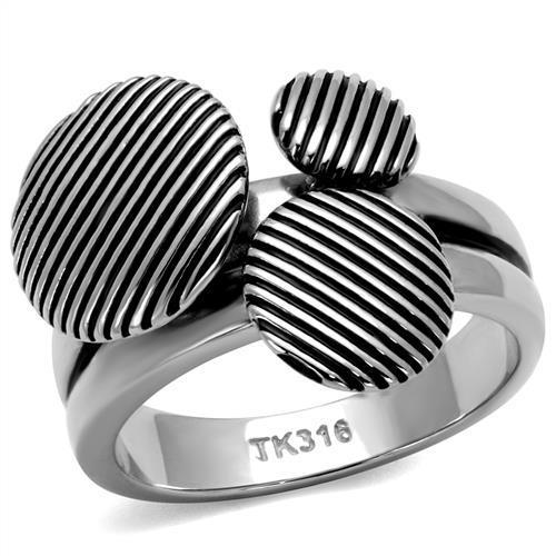 TK2973 - High polished (no plating) Stainless Steel Ring with Epoxy  in Jet-0