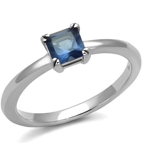 TK2979 - High polished (no plating) Stainless Steel Ring with Synthetic Synthetic Glass in Montana-0