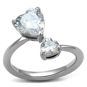 TK2981 - High polished (no plating) Stainless Steel Ring with AAA Grade CZ  in Clear-0
