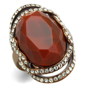 TK2984 - IP Coffee light Stainless Steel Ring with Synthetic Synthetic Stone in Orange-0