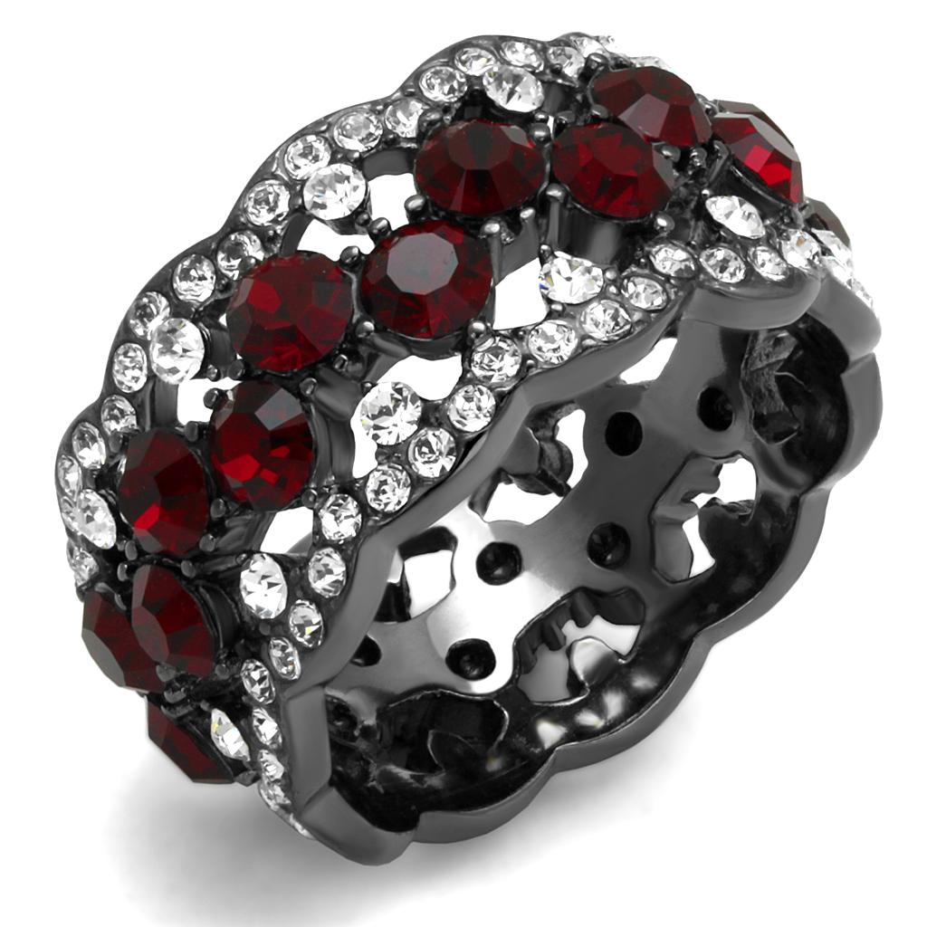 TK2993 - IP Light Black  (IP Gun) Stainless Steel Ring with Top Grade Crystal  in Siam-0