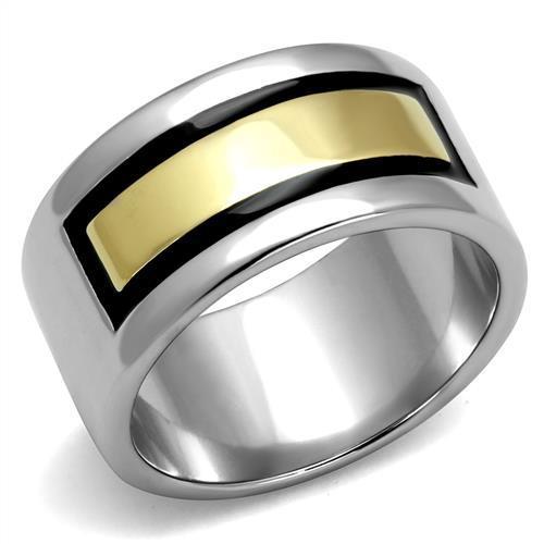 TK3008 - Two-Tone IP Gold (Ion Plating) Stainless Steel Ring with Epoxy  in Jet-0