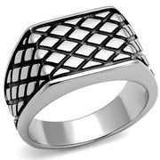 TK3009 - High polished (no plating) Stainless Steel Ring with Epoxy  in Jet-0