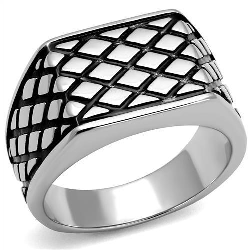 TK3009 - High polished (no plating) Stainless Steel Ring with Epoxy  in Jet-0