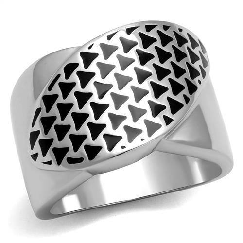 TK3010 - High polished (no plating) Stainless Steel Ring with Epoxy  in Jet-0