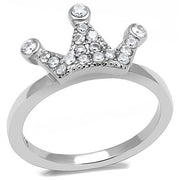 TK3024 - High polished (no plating) Stainless Steel Ring with AAA Grade CZ  in Clear-0