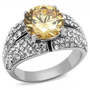 TK3031 - High polished (no plating) Stainless Steel Ring with AAA Grade CZ  in Champagne-0