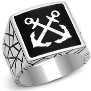 TK3041 - High polished (no plating) Stainless Steel Ring with Epoxy  in Jet-0