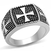 TK3045 - High polished (no plating) Stainless Steel Ring with Epoxy  in Jet-0