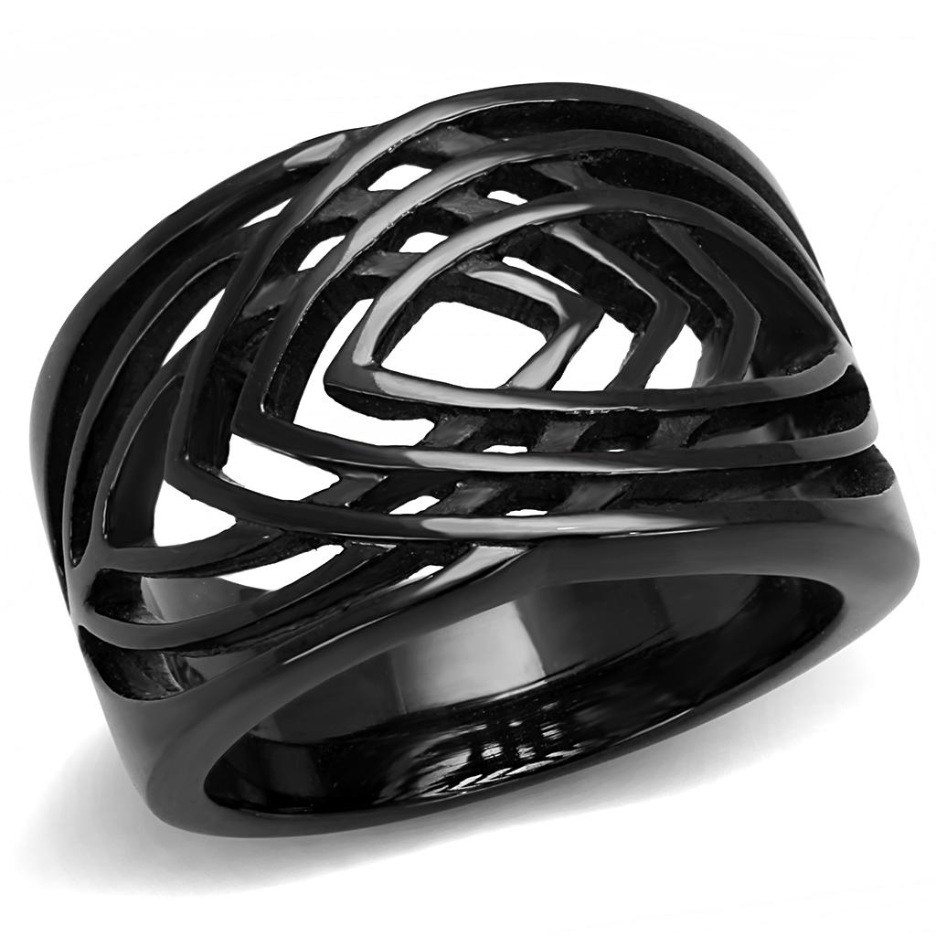 TK3060 - IP Black(Ion Plating) Stainless Steel Ring with No Stone-0