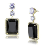 TK3070 - IP Gold(Ion Plating) Stainless Steel Earrings with Synthetic Synthetic Glass in Jet-0