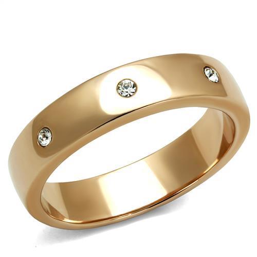 TK3107 - IP Rose Gold(Ion Plating) Stainless Steel Ring with Top Grade Crystal  in Clear-0