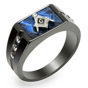 TK3116 - Two-Tone IP Black Stainless Steel Ring with AAA Grade CZ  in Clear-0