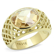 TK3122 - IP Gold(Ion Plating) Stainless Steel Ring with AAA Grade CZ  in Champagne-0