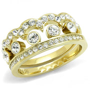TK3123 - IP Gold(Ion Plating) Stainless Steel Ring with Top Grade Crystal  in Clear-0