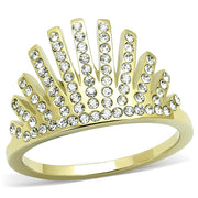 TK3128 - IP Gold(Ion Plating) Stainless Steel Ring with Top Grade Crystal  in Clear-0