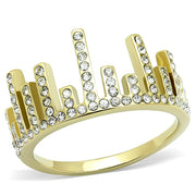 TK3129 - IP Gold(Ion Plating) Stainless Steel Ring with Top Grade Crystal  in Clear-0
