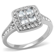TK3137 - High polished (no plating) Stainless Steel Ring with AAA Grade CZ  in Clear-0