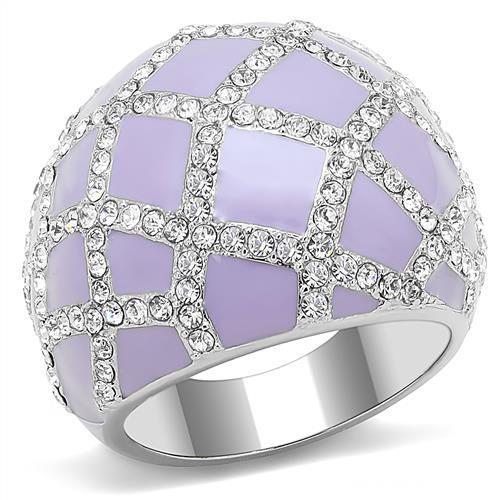TK3143 - High polished (no plating) Stainless Steel Ring with Top Grade Crystal  in Clear-0