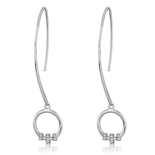 TK3146 - High polished (no plating) Stainless Steel Earrings with Top Grade Crystal  in Clear-0