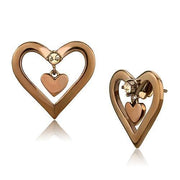 TK3156 - IP Rose Gold(Ion Plating) Stainless Steel Earrings with Top Grade Crystal  in Light Peach-0