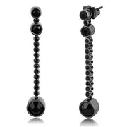 TK3162 - IP Light Black  (IP Gun) Stainless Steel Earrings with Top Grade Crystal  in Jet-0