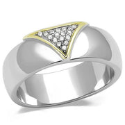 TK3187 - Two-Tone IP Gold (Ion Plating) Stainless Steel Ring with AAA Grade CZ  in Clear-0
