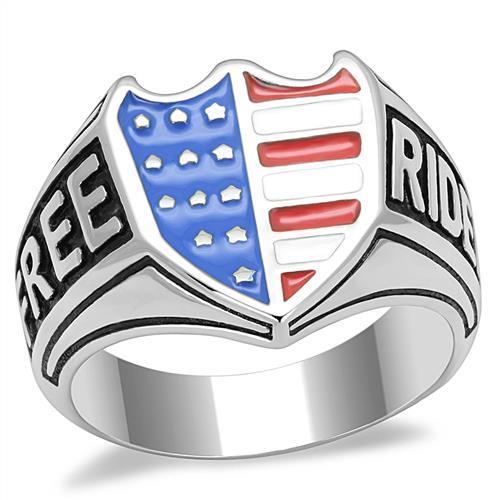 TK3192 - High polished (no plating) Stainless Steel Ring with Epoxy  in Multi Color-0