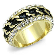 TK3196 - IP Gold(Ion Plating) Stainless Steel Ring with Top Grade Crystal  in Clear-0