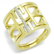 TK3198 - IP Gold(Ion Plating) Stainless Steel Ring with Top Grade Crystal  in Clear-0